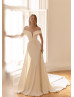 Elegant Ivory Satin Wedding Dress With Detachable Train